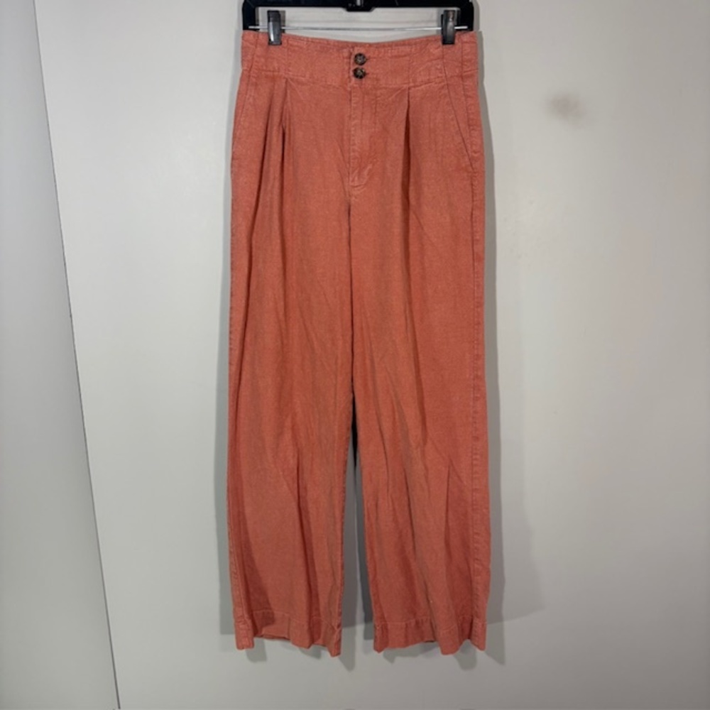 Marine Layer Pants Womens 4 Pink Wide Leg Pleated Chino Twill Relaxed Pockets